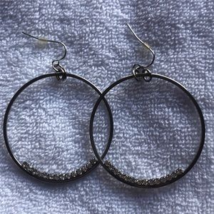 Silver and rhinestone hoop earrings